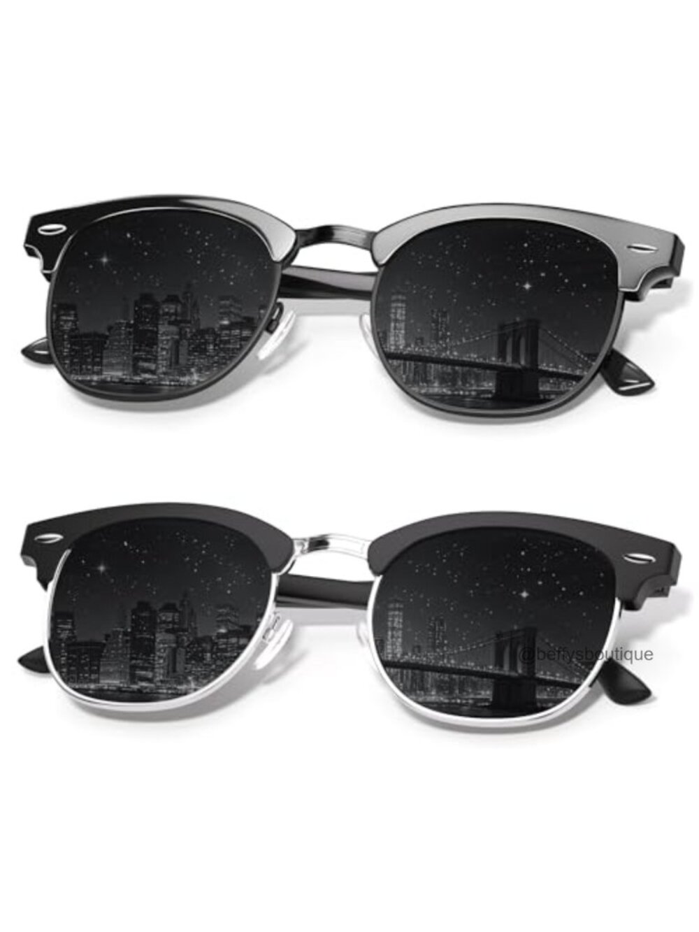 Polarized Semi-Rimless Sunglasses UV Protection 2 Pack